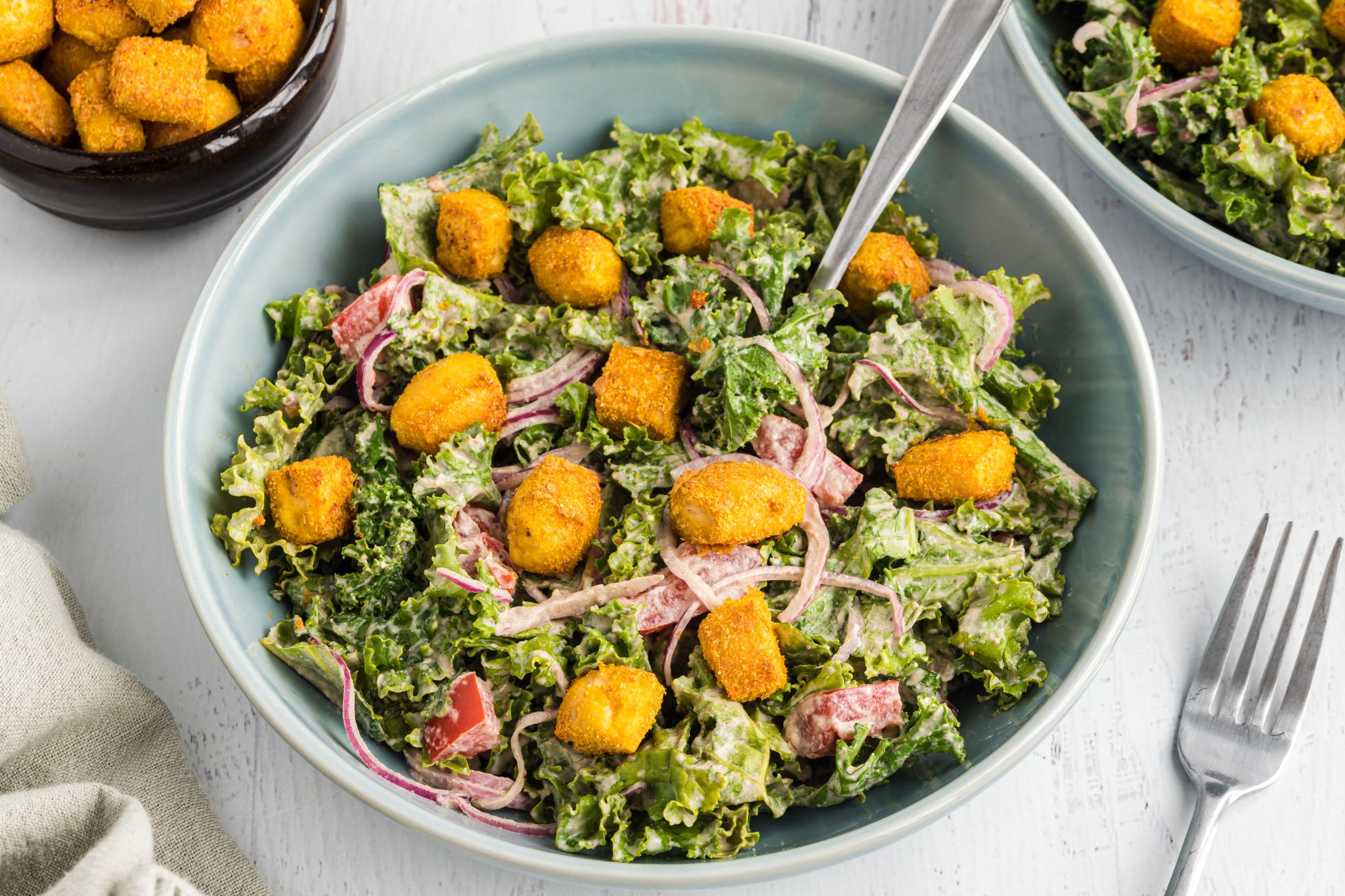 Kale Caesar with Tofu Croutons